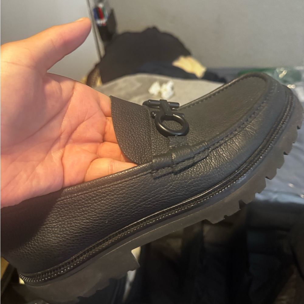 Salvatore Ferragamo Pebbled Leather Bit Loafers